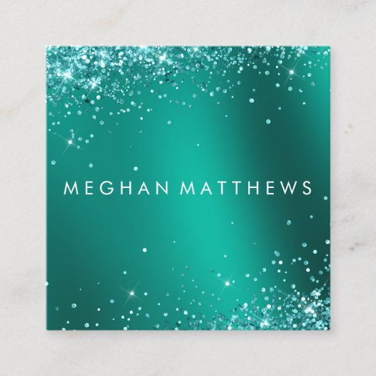Blauwgroen Blauwe  Sparkles Beauty Makeup Artist Vierkante Visitekaartje (Voorkant)