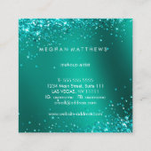 Blauwgroen Blauwe  Sparkles Beauty Makeup Artist Vierkante Visitekaartje (Achterkant)