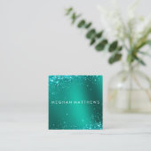 Blauwgroen Blauwe  Sparkles Beauty Makeup Artist Vierkante Visitekaartje (Staand voorkant)