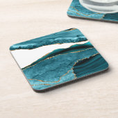 Blauwgroen blauwe steen (goudgesteente) bier onderzetter (Linkerzijde)