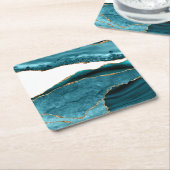 Blauwgroen blauwe steen (goudgesteente) kartonnen onderzetters (Schuin)