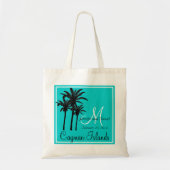 Blauwgroen blauwe strand bruiloft palmbomen tote bag (Voorkant)