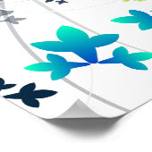 Blauwgroen blauwe streamers Birthday Party Banner Poster (Hoek)