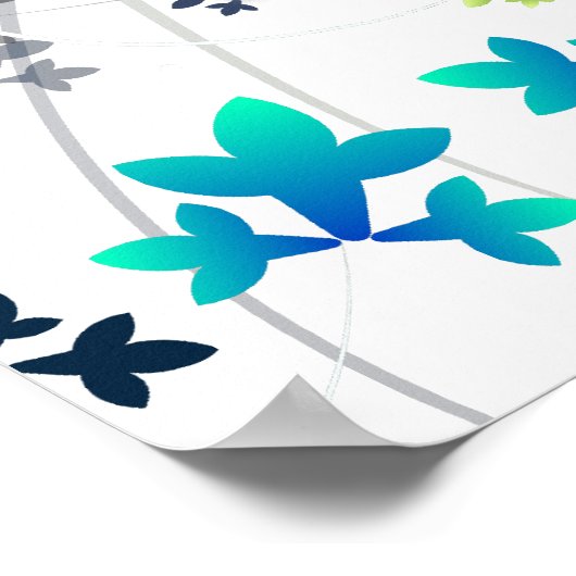 Blauwgroen blauwe streamers Birthday Party Banner Poster (Hoek)