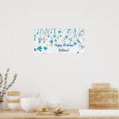 Blauwgroen blauwe streamers Birthday Party Banner Poster (Keuken)