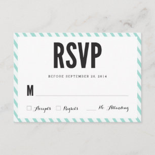 Blauwgroen blauwe Stripes RSVP-reactiekaart RSVP Kaartje