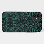 Blauwgroen blauwe suikerschedel op zwart Case-Mate iPhone case (Achterkant (horizontaal))