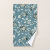 Blauwgroen Blauwe Tansy Modern  Floral Toile Bad Handdoek (Handdoek)