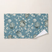 Blauwgroen Blauwe Tansy Modern  Floral Toile Bad Handdoek (Handdoek)