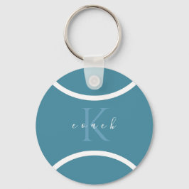 Blauwgroen blauwe tennis-bal en Initiaal monogramc Sleutelhanger