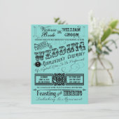 Blauwgroen Blauwe  Typografie Wedding Kaart (Staand voorkant)
