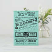 Blauwgroen Blauwe  Typografie Wedding Kaart (Staand voorkant)