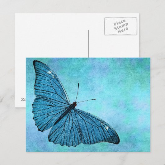  Blauwgroen blauwe vlinder 1800s Illustratie Briefkaart (Voorkant / Achterkant)