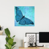  Blauwgroen blauwe vlinder 1800s Illustratie Poster (Thuiskantoor)