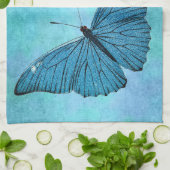  Blauwgroen blauwe vlinder 1800s Illustratie Theedoek (Gevouwen)