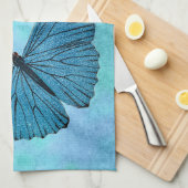  Blauwgroen blauwe vlinder 1800s Illustratie Theedoek (Quarter Fold)