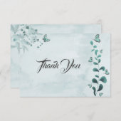 blauwgroen blauwe vlinder botanische bladeren bedankkaart (Voorkant / Achterkant)