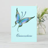 Blauwgroen Blauwe Vlinder Quinceanera 15e verjaard Kaart (Staand voorkant)
