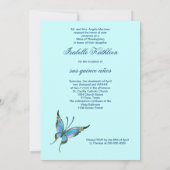 Blauwgroen Blauwe Vlinder Quinceanera 15e verjaard Kaart (Achterkant)