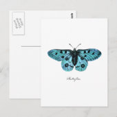  Blauwgroen blauwe vlinderillustratie - 1800's Briefkaart (Voorkant / Achterkant)