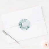 blauwgroen blauwe vlinders bladeren bloem ronde sticker (Envelop)