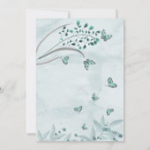 blauwgroen blauwe vlinders botanicals verjaardagsf kaart (Achterkant)