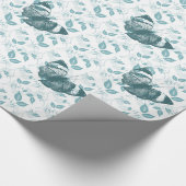 Blauwgroen blauwe vlinders cadeaupapier (Hoek)