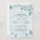 blauwgroen blauwe vlinders en bladeren vrijgezelle kaart (Voorkant)