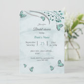 blauwgroen blauwe vlinders en bladeren vrijgezelle kaart (Staand voorkant)