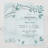 blauwgroen blauwe vlinders en bladeren vrijgezelle kaart (Voorkant / Achterkant)