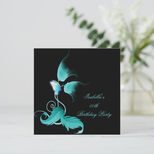 Blauwgroen blauwe vlindervlinder kaart (Staand voorkant)