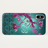 Blauwgroen BLAUWE VLOEZWISSELS, ZWARTE DAMASKMONOG Case-Mate iPhone Case (Achterkant (horizontaal))