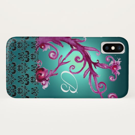 Blauwgroen BLAUWE VLOEZWISSELS, ZWARTE DAMASKMONOG Case-Mate iPhone Case (Achterkant (horizontaal))