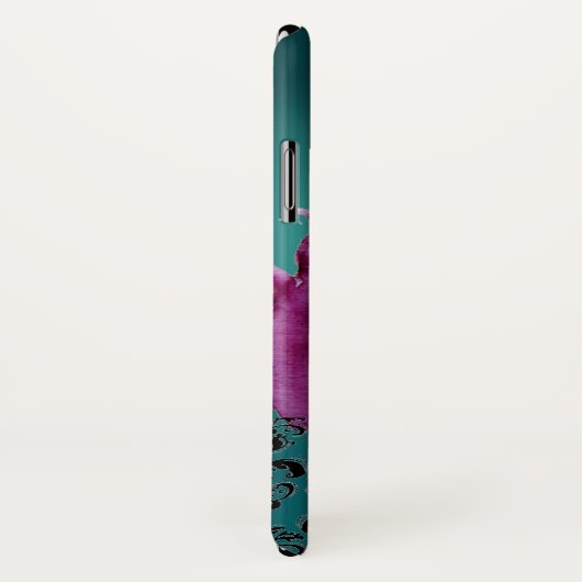 Blauwgroen BLAUWE VLOEZWISSELS, ZWARTE DAMASKMONOG Case-Mate iPhone Case (Achterkant / rechts)