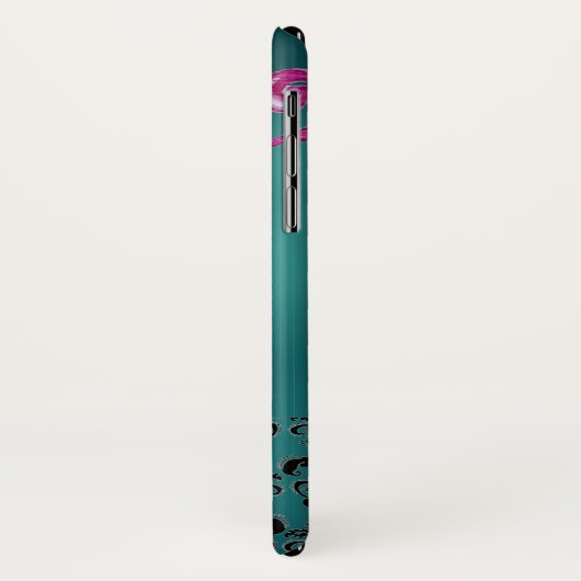 Blauwgroen BLAUWE VLOEZWISSELS, ZWARTE DAMASKMONOG Case-Mate iPhone Case (Achterkant/links)