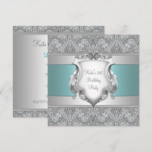Blauwgroen Blauwe Vrouwen 21ste Verjaardagsfeest Kaart (Voorkant / Achterkant)