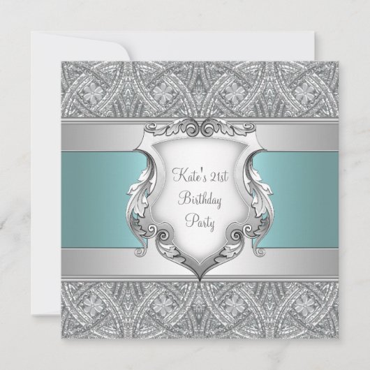 Blauwgroen Blauwe Vrouwen 21ste Verjaardagsfeest Kaart (Voorkant)