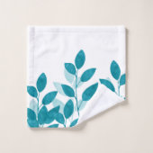 Blauwgroen blauwe Waterverf bladeren Bad Handdoek (Wasdoekje)