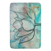 Blauwgroen Blauwe Waterverf Bloem Elegante Artsy L Badmat (Voorkant Verticaal)