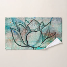 Blauwgroen Blauwe Waterverf Bloem Elegante Artsy L Handdoek