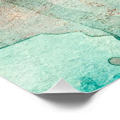 Blauwgroen Blauwe Waterverf Bloem Elegante Artsy L Perfect Poster (Hoek)