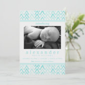 Blauwgroen / Blauwe Waterverf Chevron Patroon Baby (Staand voorkant)