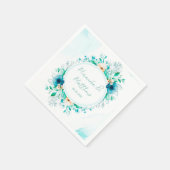 Blauwgroen blauwe Waterverf Floral Geometric Weddi Servet (Hoek)