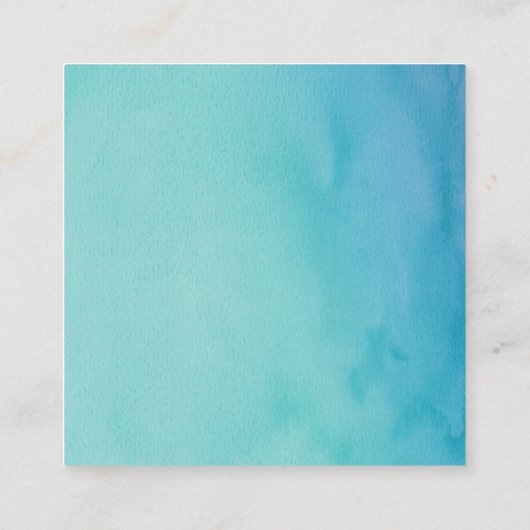 Blauwgroen & Blauwe Waterverf Huwelijk Website Her Informatiekaartje (Achterkant)