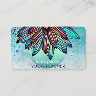 Blauwgroen blauwe Waterverf Lotus Flower Yoga Holi Visitekaartje