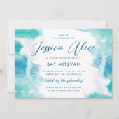 Blauwgroen blauwe Waterverf Tie Dye Bat Mitzvah Kaart (Voorkant)