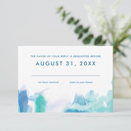 Blauwgroen blauwe Waterverf Tie Dye Bat Mitzvah Rs Kaart (Staand voorkant)