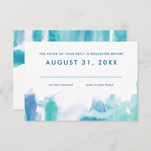 Blauwgroen blauwe Waterverf Tie Dye Bat Mitzvah Rs Kaart (Voorkant / Achterkant)