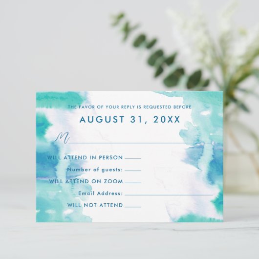 Blauwgroen blauwe Waterverf Tie Dye Bat Mitzvah Rs Kaart (Staand voorkant)