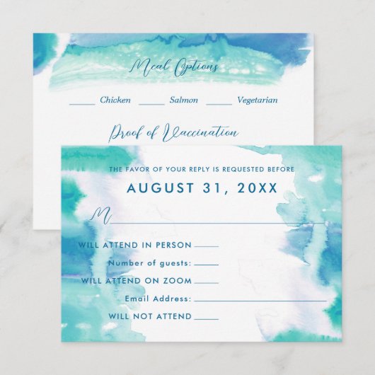 Blauwgroen blauwe Waterverf Tie Dye Bat Mitzvah Rs Kaart (Voorkant / Achterkant)